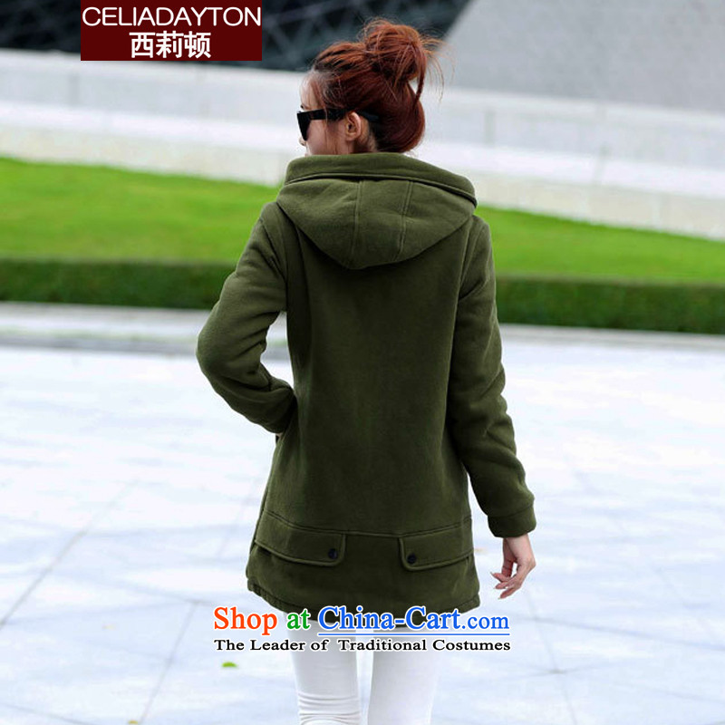 Szili Clinton 2015 new product lines for autumn and winter indeed ad-dress xl plus lint-free sweater thick and long-mei relaxd mm gross sleeve cap jacket 200 thick catty army 縁 XXXXL, Szili (celia dayton , , , shopping on the Internet