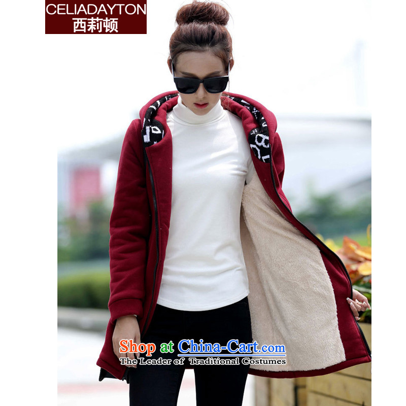 Szili Clinton 2015 new product lines for autumn and winter indeed ad-dress xl plus lint-free sweater thick and long-mei relaxd mm gross sleeve cap jacket 200 thick catty army 縁 XXXXL, Szili (celia dayton , , , shopping on the Internet