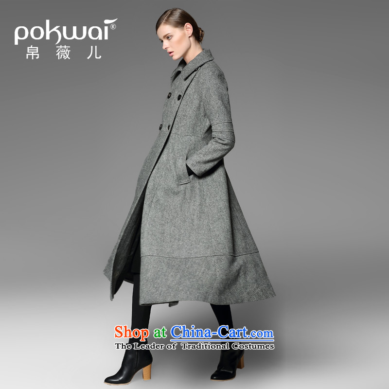 The Hon Audrey Eu Yuet-yung 2015 9POKWAI/ autumn and winter Europe and original design long gray coat buttoned L picture, prices, brand platters! The elections are supplied in the national character of distribution, so action, buy now enjoy more preferential! As soon as possible.