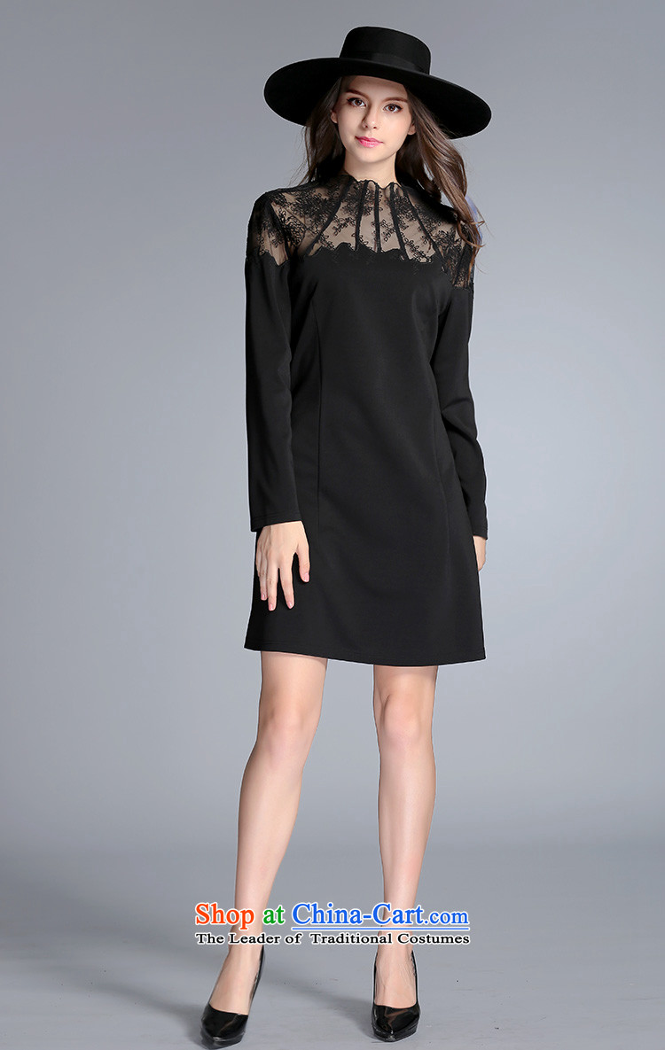 Elizabeth 2015 autumn and winter discipline with the new Europe and the large number of ladies to intensify the thick sister lace dresses Sau San long-sleeved stitching A Skirt PQ8088- 3XL black picture, prices, brand platters! The elections are supplied in the national character of distribution, so action, buy now enjoy more preferential! As soon as possible.