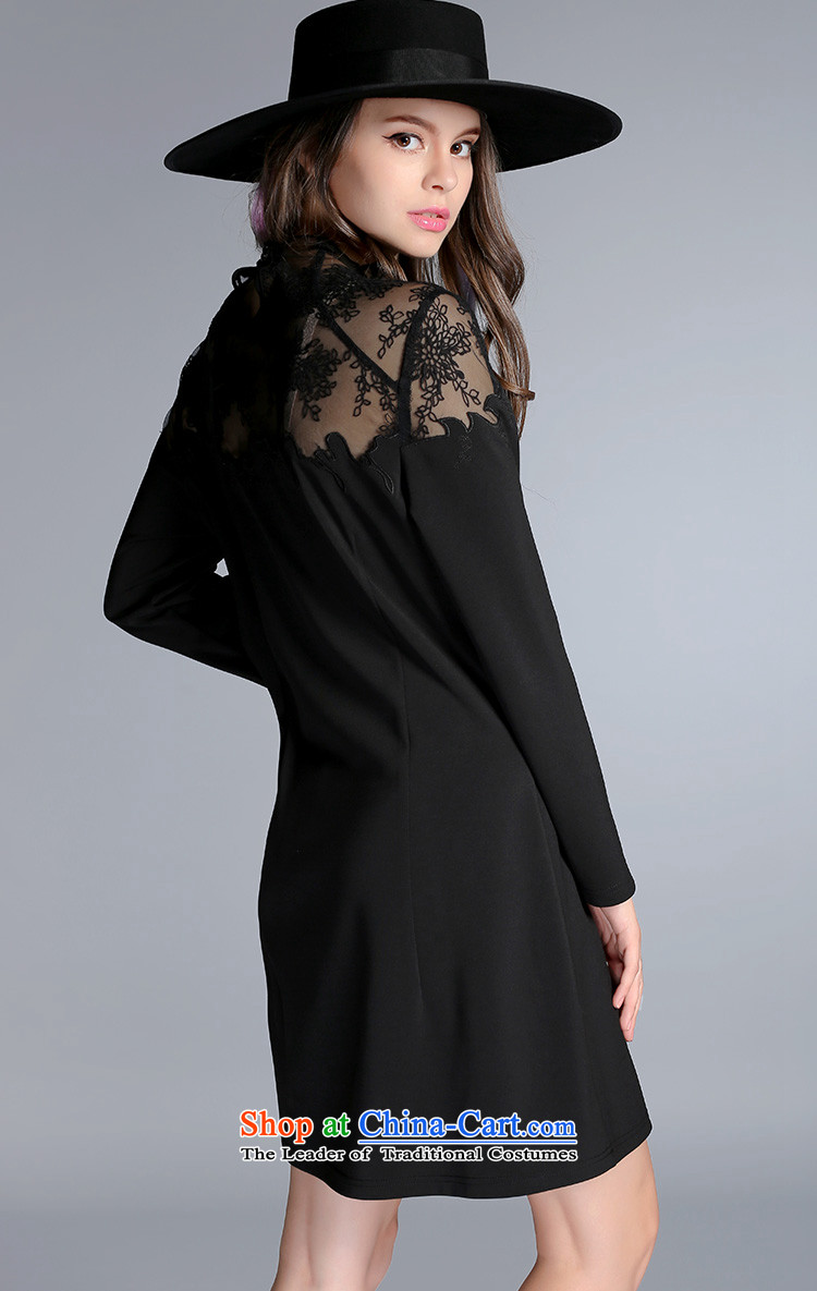 Elizabeth 2015 autumn and winter discipline with the new Europe and the large number of ladies to intensify the thick sister lace dresses Sau San long-sleeved stitching A Skirt PQ8088- 3XL black picture, prices, brand platters! The elections are supplied in the national character of distribution, so action, buy now enjoy more preferential! As soon as possible.