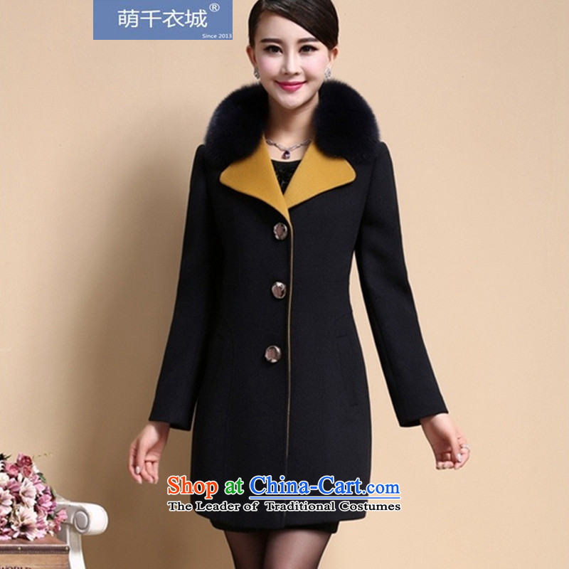 Thousands of Yi  2015 autumn and winter new Women's jacket and long)? Emulation Fox Maomao z62320 coats Yellow XL,? Of Chin Yi shopping on the Internet has been pressed.