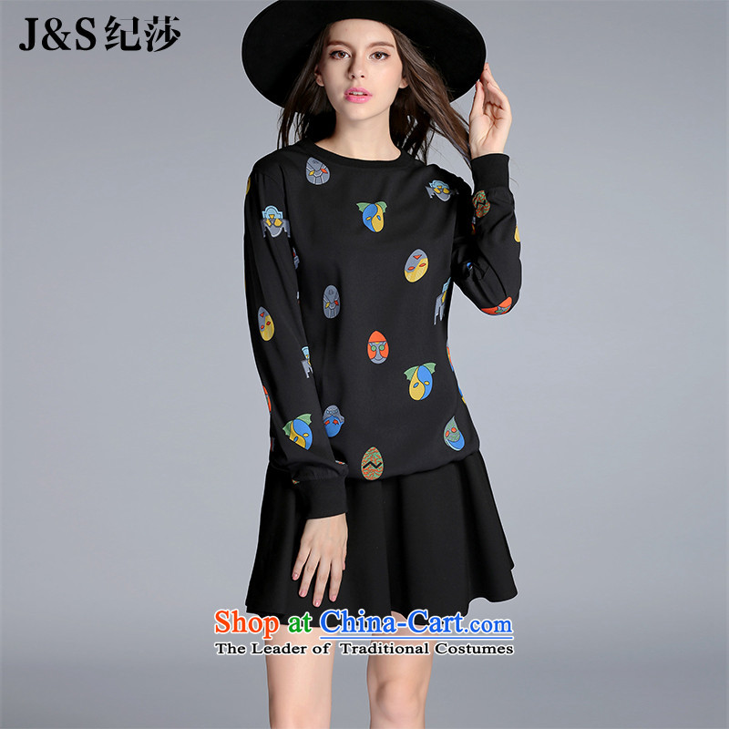 Elizabeth 2015 autumn and winter and discipline of the new Europe and the Code women's sports thick sister female sweater relaxd stylish shirt hedging?PQ5037- stamp black?2XL