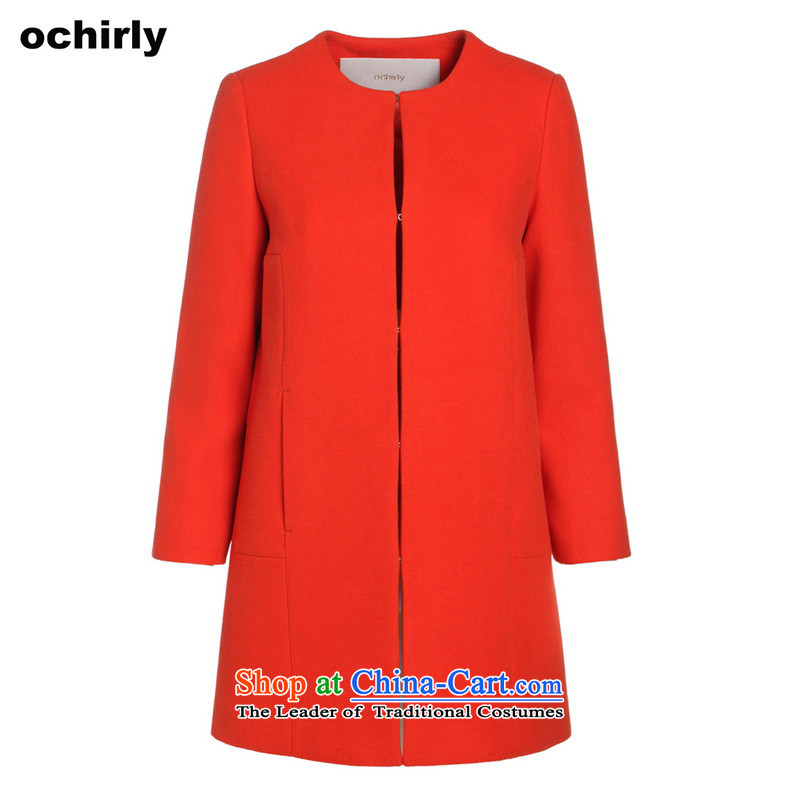 The new Europe, ochirly female minimalist solid color in the long cotton loose overcoat 1143056260 Orange 140 (Europe, M(165/88A), ochirly) , , , shopping on the Internet
