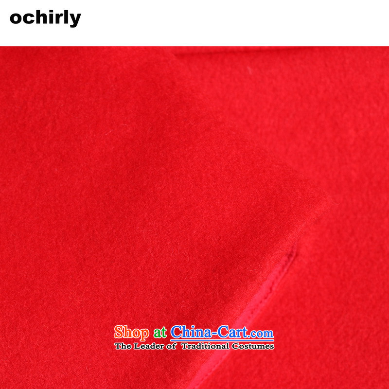 The new Europe, ochirly female round-neck collar loose in pure color long wool coat 1143346140? XS(155/80A), 120 Europe, red force (ochirly) , , , shopping on the Internet
