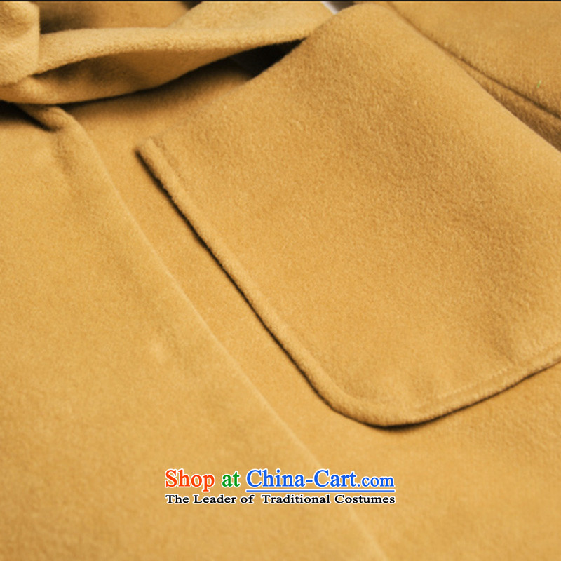 The Nordic wind cashmere overcoat girl of autumn and winter 2015 new products for women in Europe and the solid color long lapel pockets bow tie strap gross and female color jacket? xl,nordic winds,,, shopping on the Internet