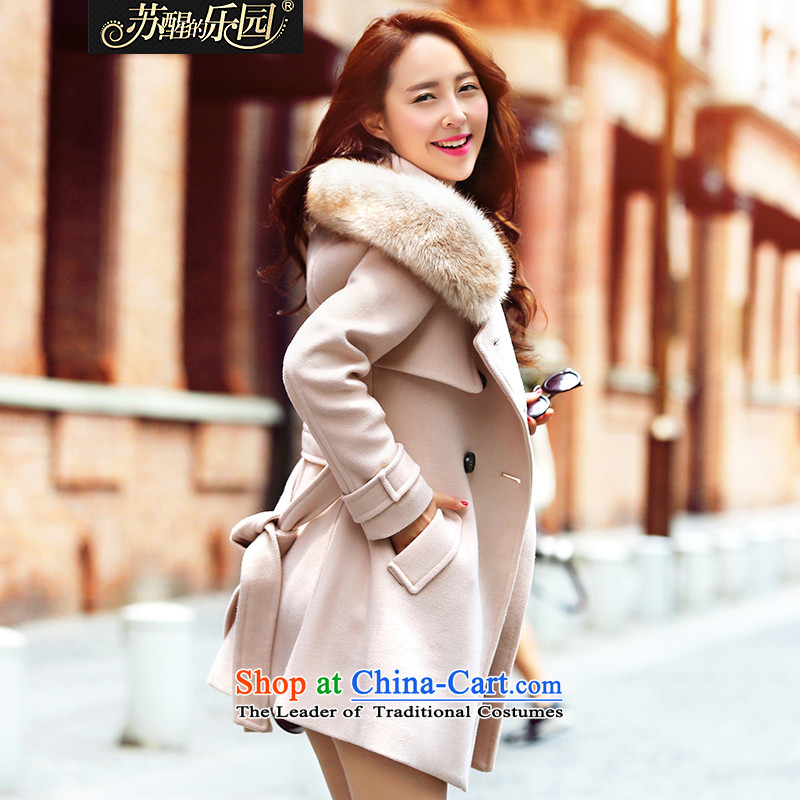 Gross? female Korean jacket awakening paradise 2015 winter clothing in New Sau San long double-a wool coat light and colorS