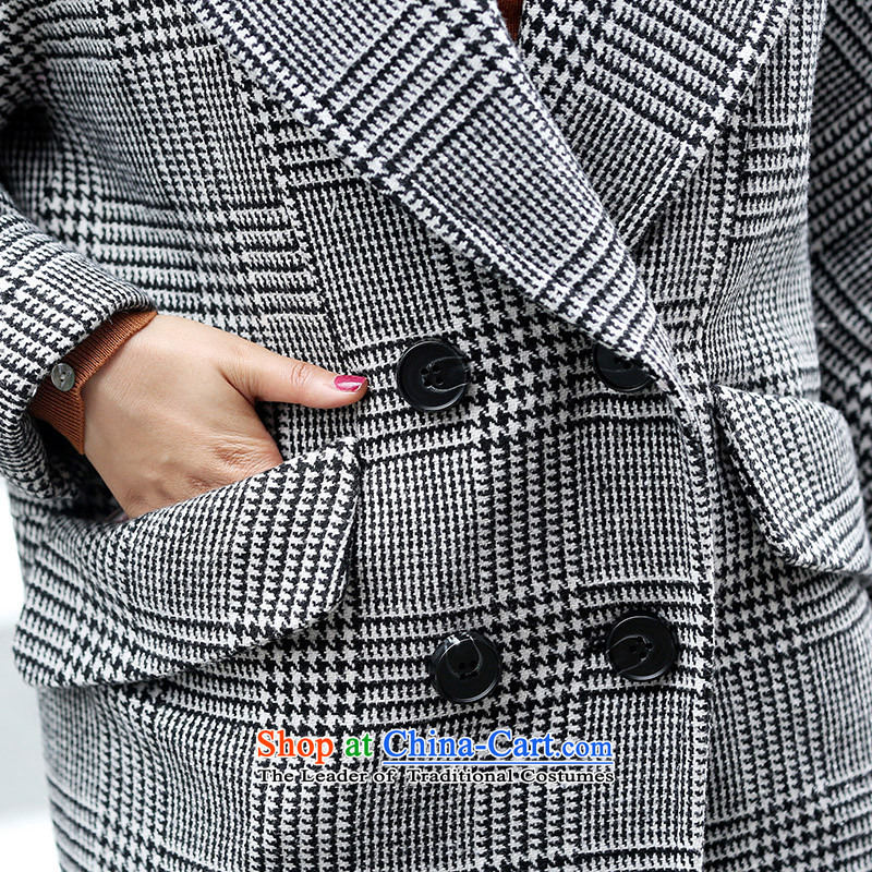 The Paradise 2015 winter new Korean black and white checkered suits for relaxd long-sleeved jacket, black-and-white hair? S, awakening Paradise Shopping on the Internet has been pressed.
