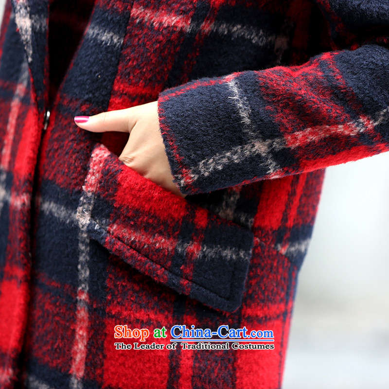 The Paradise 2015 winter new Korean red checkered retro Sau San long-sleeved jacket is winter gross red, S, awakening Paradise Shopping on the Internet has been pressed.