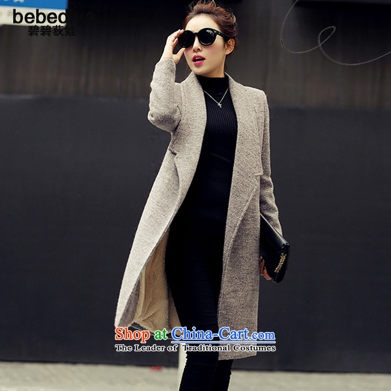 The autumn and winter, new bebediva2015, Korean long-sleeved jacket is     gross in large long thick a wool coat gray XL, Pik-pik share (bebediva) , , , shopping on the Internet