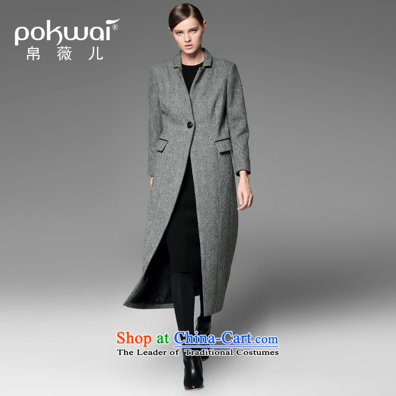The Hon Audrey Eu Yuet-yung 2015 9POKWAI/ autumn and winter western original design long coats gray temperament , L, 8Ms Audrey EU-POKWAI) , , , shopping on the Internet
