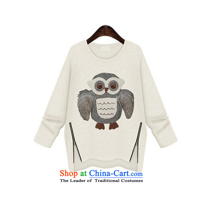 O Ya-ting to increase women's code 2015 autumn and winter thick mm new western graphics thin owl thick plus lint-free kit and sweater, forming the round-neck collar shirt + gray shirt female embroidery 3XL 145-165 recommends that you, O Jacob aoyating Tin