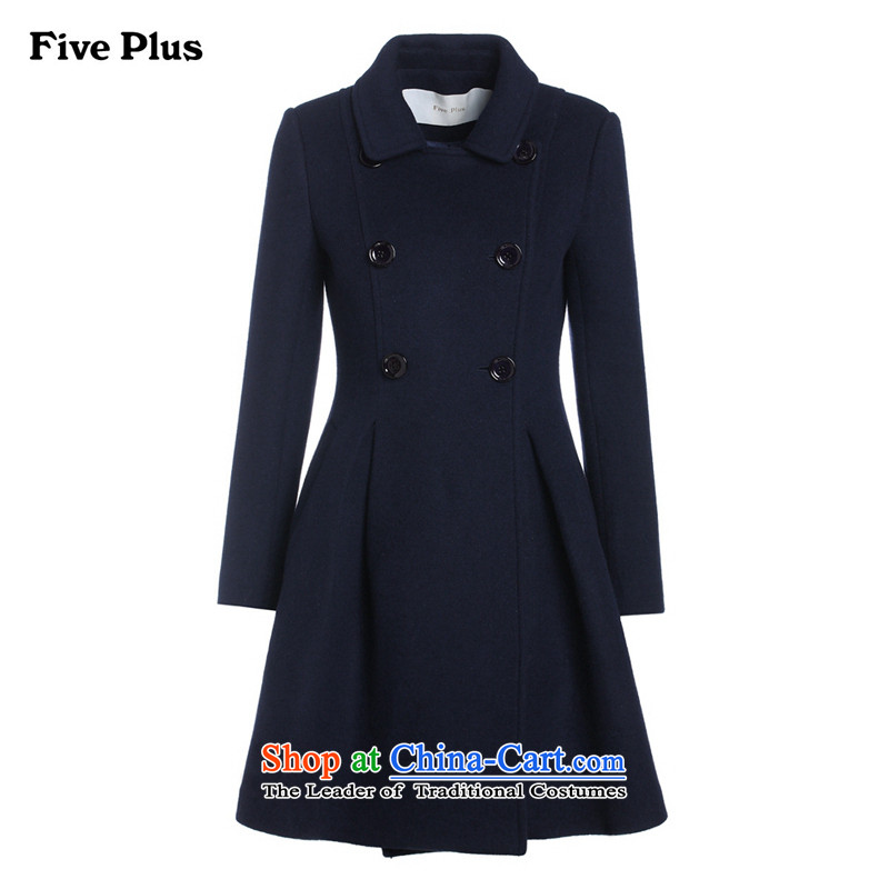 Five new female autumn load plus a solid color, double-skirt swing wool coat 2YD4344820? dark blue S(160/84a),five plus,,, 650 shopping on the Internet