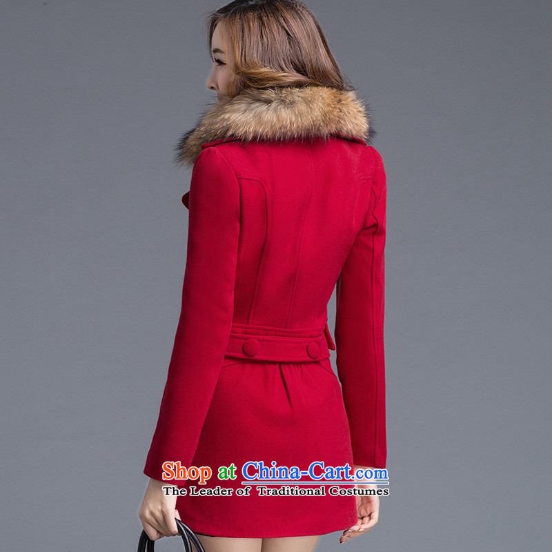 Yi code 12.01 2015 Fall/Winter Collections for women won the new version of the long graphics thin stylish double-side of the Sau San thick with collar gross? a jacket coat large red M Yi code 12.01 (LEDIALYI) , , , shopping on the Internet