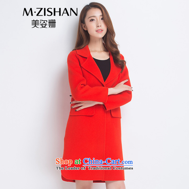 Beauty of the Shan plain manual two-sided jacket coat? 2015 new Korean autumn and winter coats that long hair?_ female jacket Tangerine Orange?M