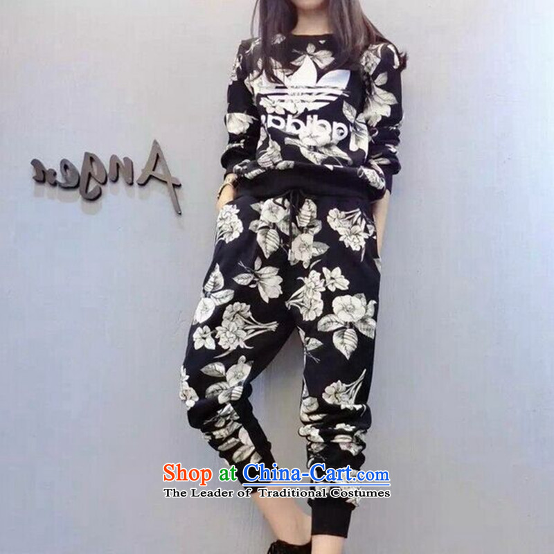 Load New autumn 2015 Korean version of large numbers of ladies thick MM loose, Hin thin, thick leisure and sports centers sister sweater pants and two stamp kit XXXXXL175-215 Black , witch (YOJINJN) , , , shopping on the Internet