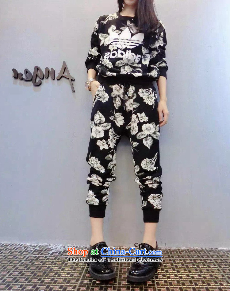 Replace the Korean version of the 2015 autumn large female thick MM loose, Hin thin, thick thick sister 200 catties sports and leisure long-sleeve sweater pants stylish two kits pack Black XXXXXL175-215 catty picture, prices, brand platters! The elections are supplied in the national character of distribution, so action, buy now enjoy more preferential! As soon as possible.