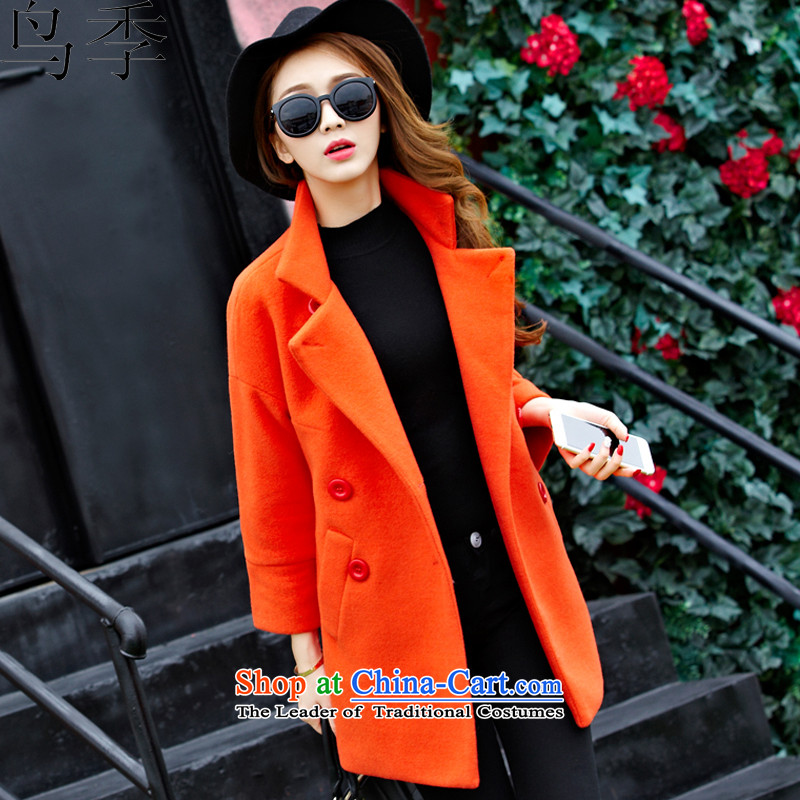 Bird Quarter?2015 Fall_Winter Collections Gross Korean female jacket?   in the long suit for gross coats female thick? 8888???S _99--110_ Orange