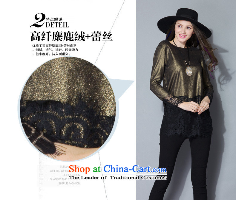 The new 2015 Elizabeth discipline western large high-end female thick sister autumn boxed long-sleeved T-shirt lace to intensify the thick coated shirt PQT382- mm black silver 3XL picture, prices, brand platters! The elections are supplied in the national character of distribution, so action, buy now enjoy more preferential! As soon as possible.