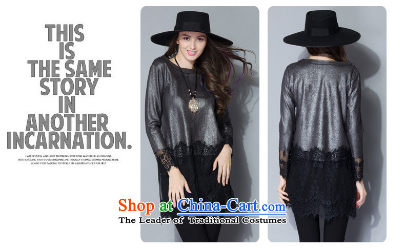 The new 2015 Elizabeth discipline western large high-end female thick sister autumn boxed long-sleeved T-shirt lace to intensify the thick coated shirt PQT382- mm black silver 3XL picture, prices, brand platters! The elections are supplied in the national character of distribution, so action, buy now enjoy more preferential! As soon as possible.