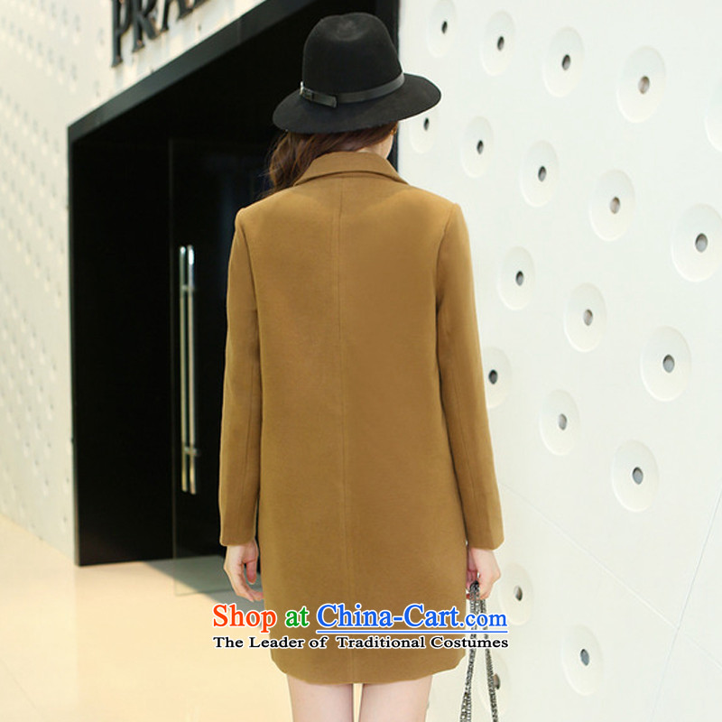 Once again we get gross coats female Women's clothes winter 2015. Long roll collar type cocoon thin graphics Sau San Mao jacket female Korean? khaki , L/ Again , , , shopping on the Internet