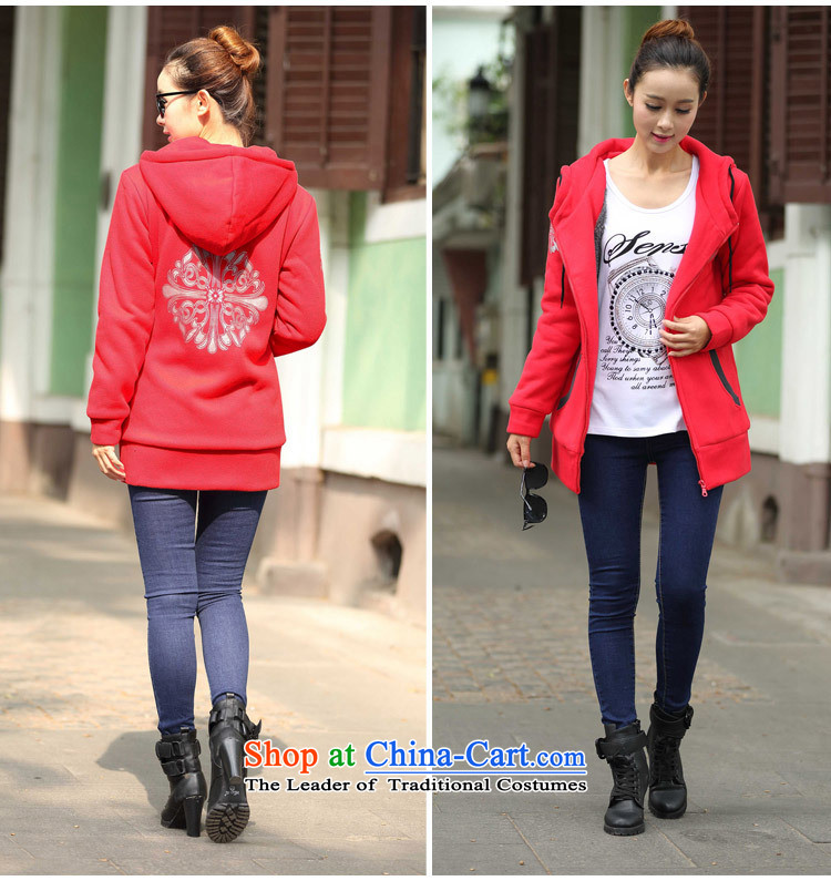 To increase the number missdonut female autumn and winter new thick coat thick sister 200 catties gross sleeve warm stamp zipper cardigan sweater female big red code XL Photo, prices, brand platters! The elections are supplied in the national character of distribution, so action, buy now enjoy more preferential! As soon as possible.