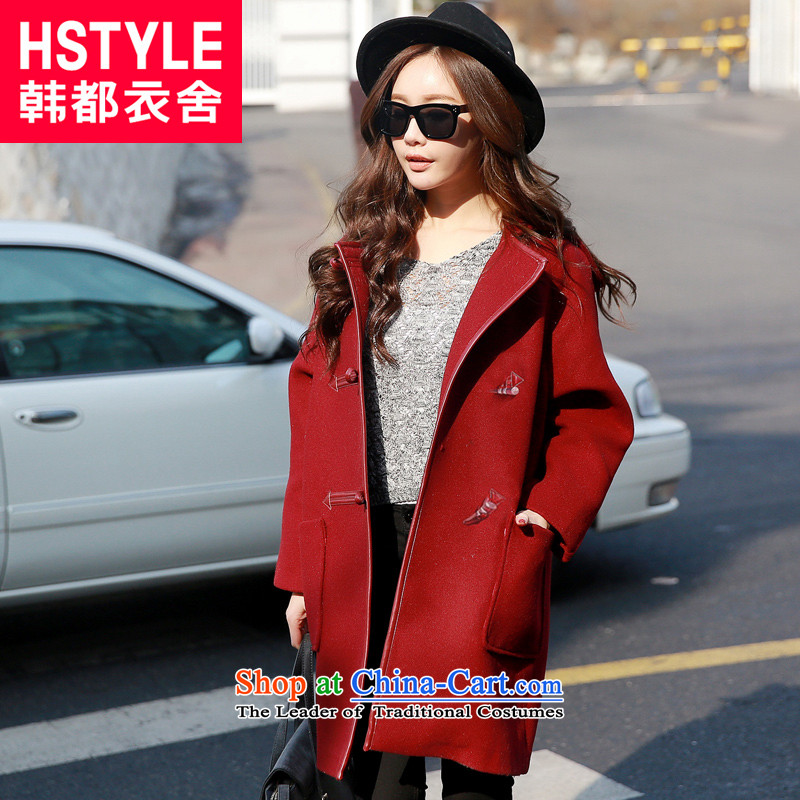Korea has the Korean version of the Dag Hammarskj?ld yi 2015 winter clothing in new women's long hair loose cap?2?wine red jacket OY4591?S