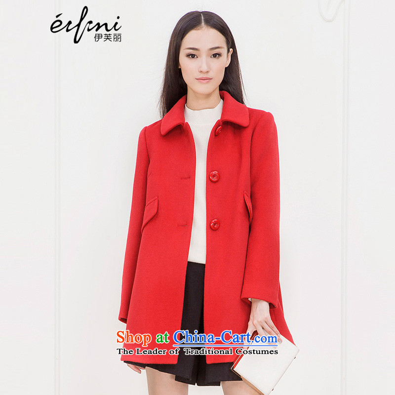 Of the 2015 winter clothing new Lai direct barrel. long wool a overcoat 6580927051 redS