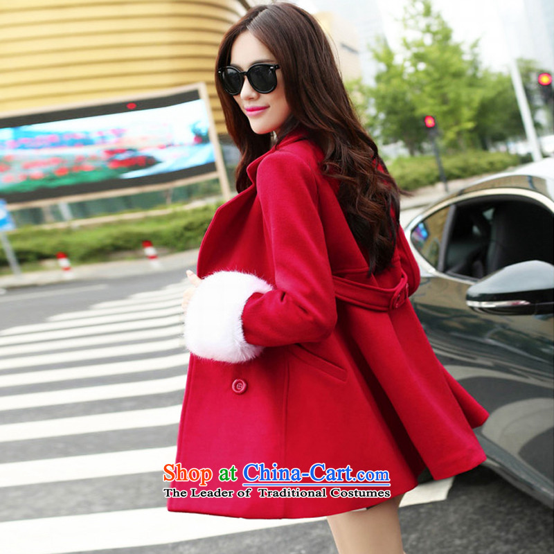 However, the US-Iraqi 2015 autumn and winter female new coats Korean gross? graphics thin stylish large Sau San lapel medium to long term)? sub-jacket double-feed with gross cuff? red irrepressible el-soo XL, , , , shopping on the Internet