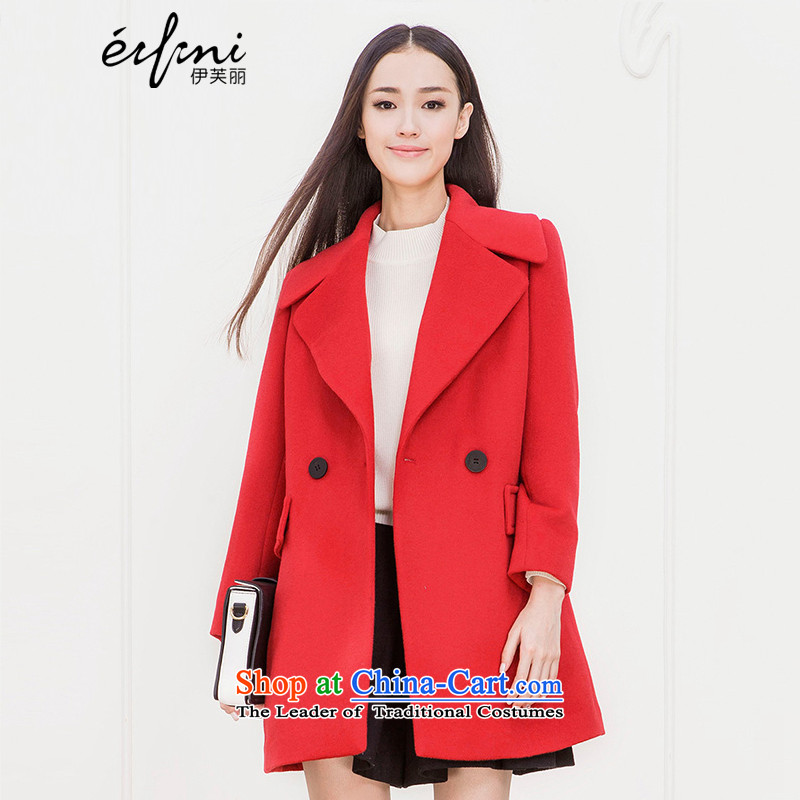 El Boothroyd 2015 winter clothing new Korean version in a straight long female woolen coat 6580927882 red S