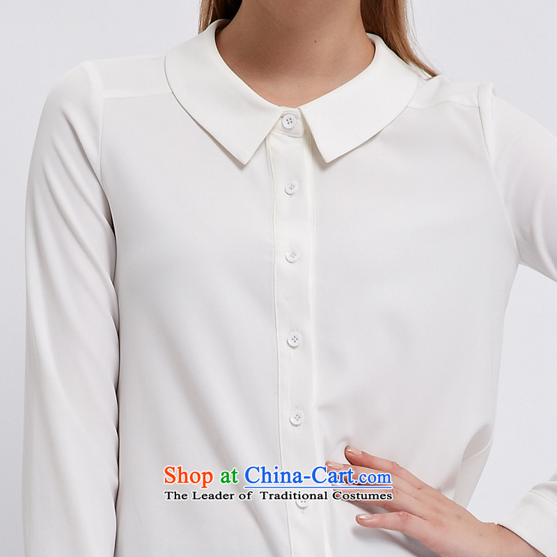 As to the provisions by 2015 XL female thick mm thick sister load autumn pure color wild minimalist white long-sleeved shirt 3085 cross-provisions (qisuo 2XL,) , , , shopping on the Internet