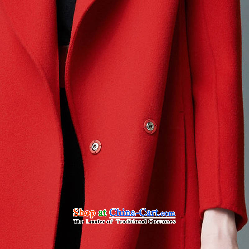 Oak Windsor gross coats female Red 2-sided? woolen coat in a straight long cashmere overcoat women's high-end 822N red pre-sale 7 Day Shipping , L, oak sa shopping on the Internet has been pressed.
