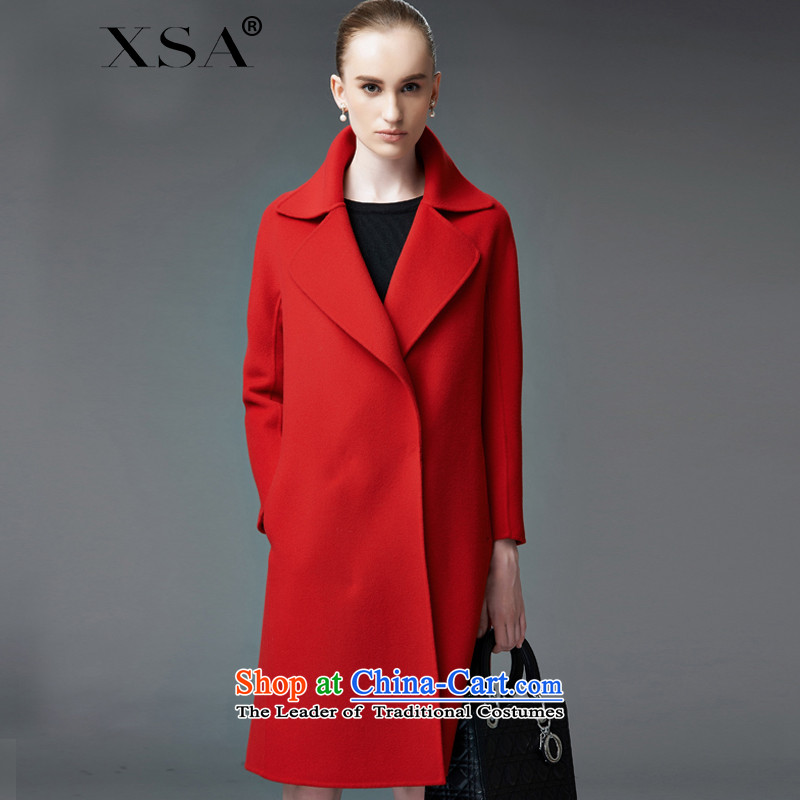 Oak Windsor gross coats female Red 2-sided? woolen coat in a straight long cashmere overcoat women's high-end 822N red pre-sale 7 Day Shipping , L, oak sa shopping on the Internet has been pressed.