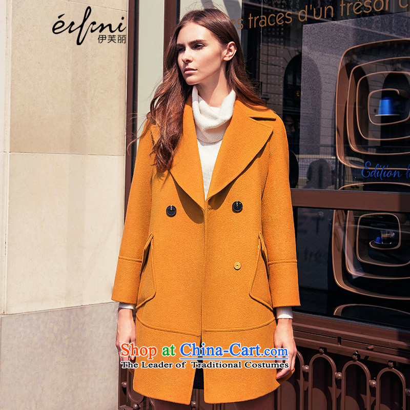 El Boothroyd 2015 winter clothing new straight plain manual gross jacket female wool? a wool coat 6581017112 caramel S