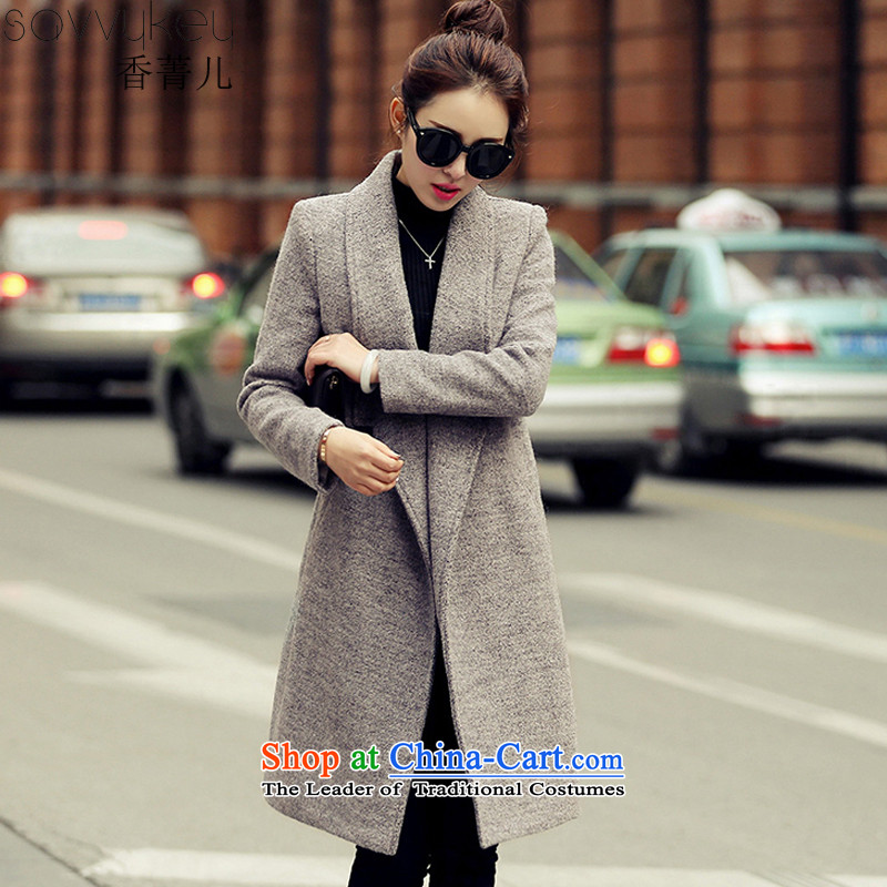 Hong Ching Yung 2015 Winter New Sau San in long large load lint-free a wool coat Q418 thick gray?l