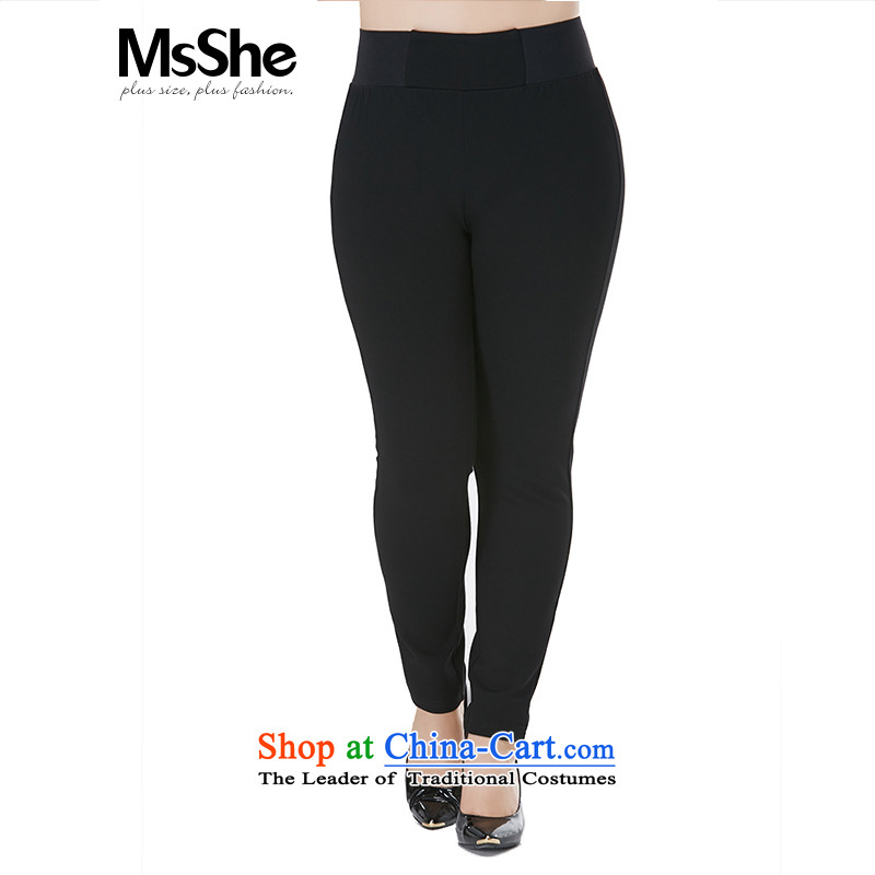 Msshe xl women 2015 new fall thick MM wild ladies pants brushed Thick coated trousers pre-sale brought to the black - pre-sale to the T5 12.10