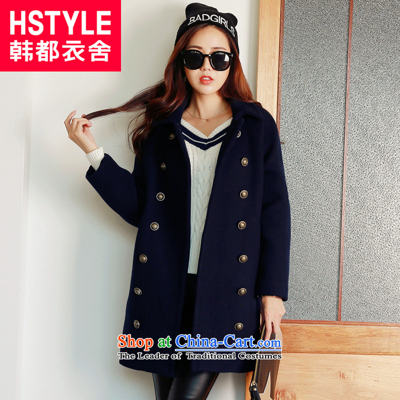 Korea has the Korean version of the Dag Hammarskjld yi 2015 winter clothing new women's solid color pocket video thin foil coin?6blue jacket GJ5029M