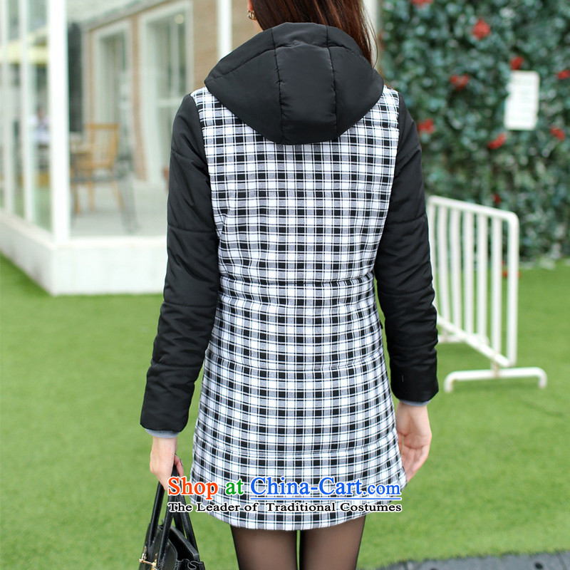 In 2015 winter cotton coat long jacket, thick mm cap cotton coat girls and women to code loose cotton-padded coats female 200 catties Korean New thick black jacket coat sister recommendations 165-180 4xl, Smity minor shopping on the Internet has been pressed.