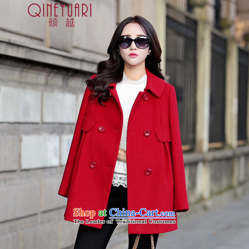 The 2015 autumn and winter dumping new Korean female jacket is loose hair in long wool a wool coat JD0697 XXL, red (QINEYUARI dumping) , , , shopping on the Internet