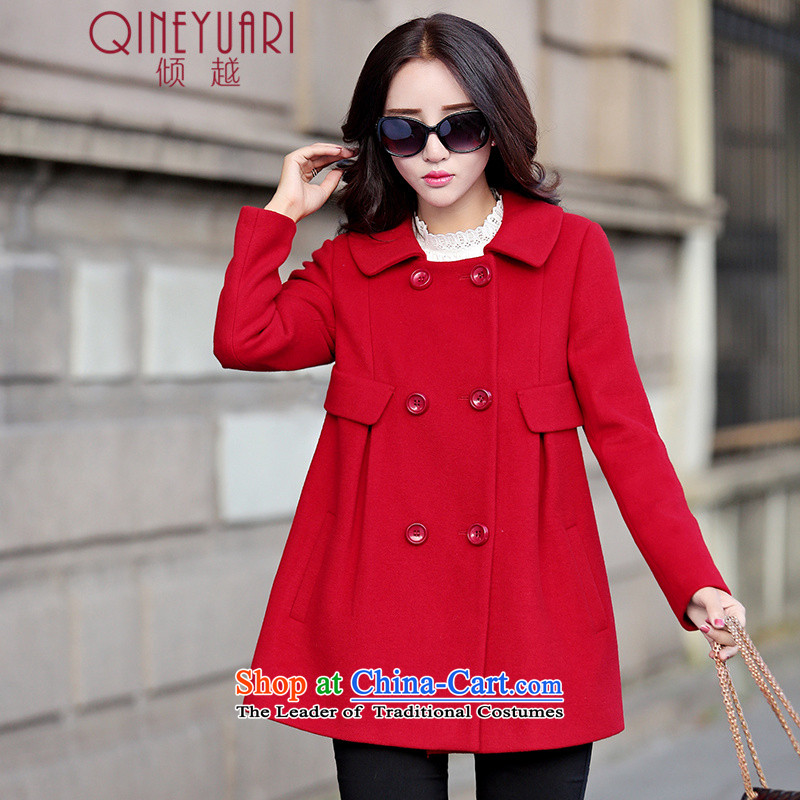 The 2015 autumn and winter dumping new Korean female jacket is loose hair in long wool a wool coat JD0697 XXL, red (QINEYUARI dumping) , , , shopping on the Internet