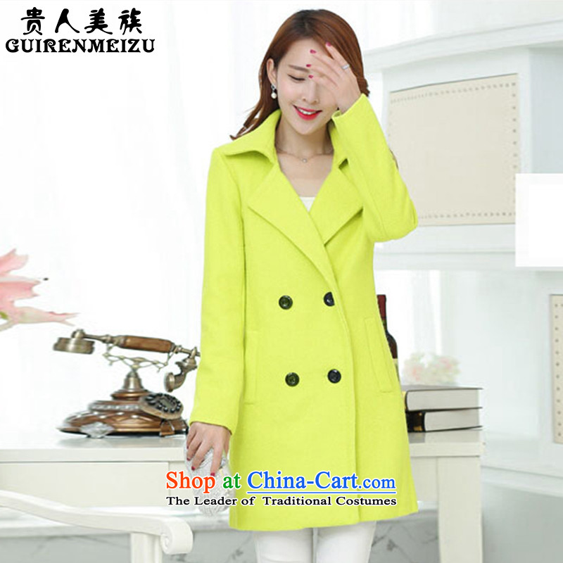 Noblesse oblige the Ami gross? 2015 autumn and winter coats female Korean version of the new long a wool coat female N305 light greenL