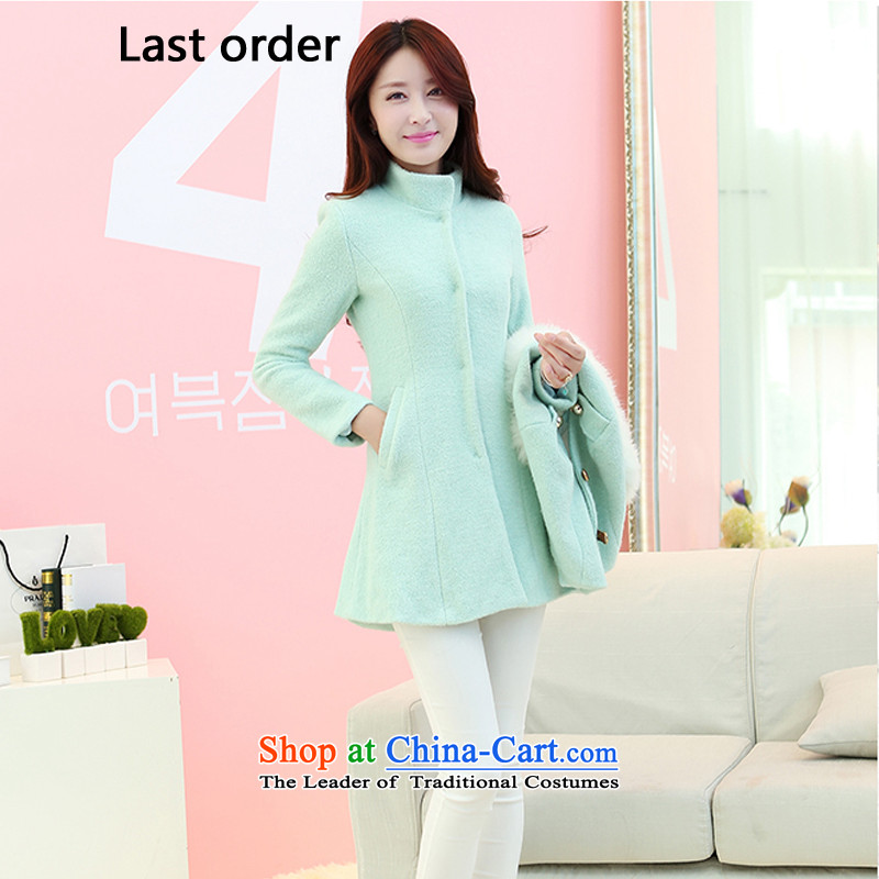 Last order new winter coats girl Won? Gross Gross collar cloak version in the long autumn and winter, warm wind jacket gross? lady shirt female mint green M,last order,,, shopping on the Internet