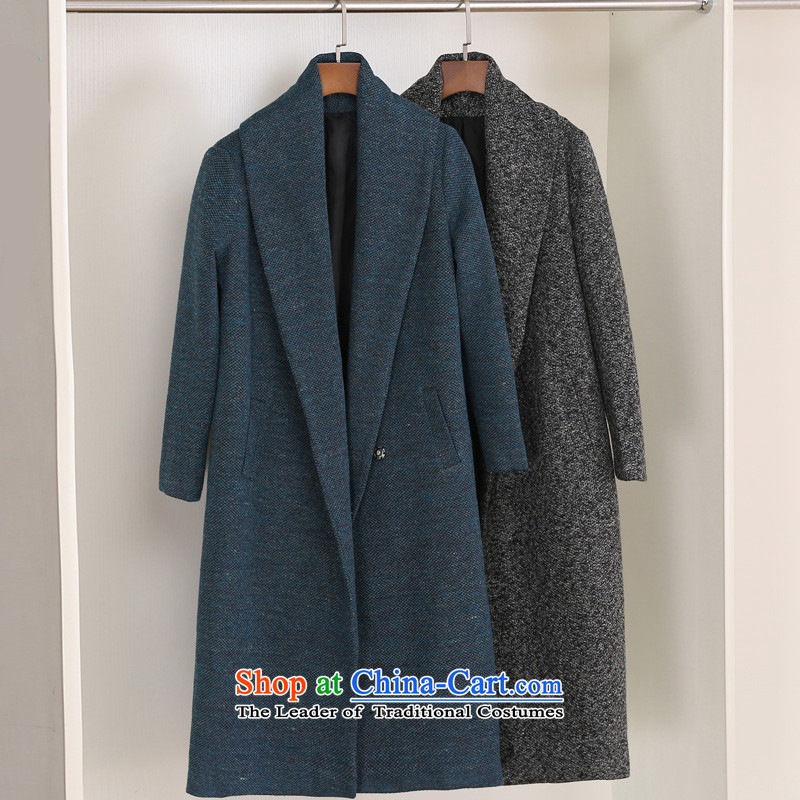 The concept of gross coats female 2015 Autumn? New for women in Europe and the coat long hair loose coat blue jacket, Ms.? , L, of the concept of online shopping has been pressed.