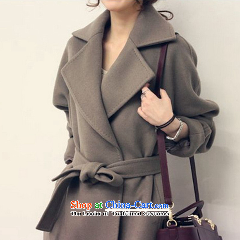 2015  Autumn and winter video pansplor thin Korean fashion, long lapel wool jacket? a wool coat silver L,pan Korean girl s PLOR,,, shopping on the Internet