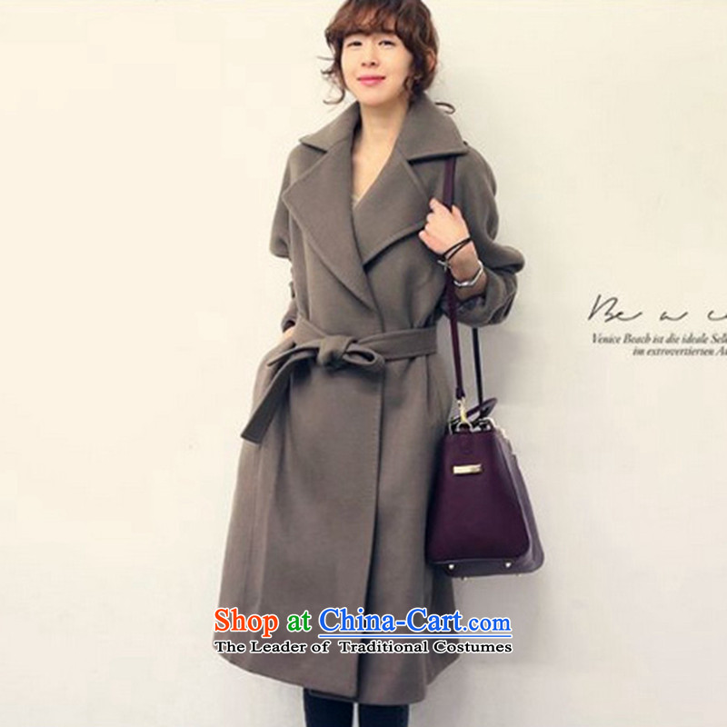2015  Autumn and winter video pansplor thin Korean fashion, long lapel wool jacket? a wool coat silver L,pan Korean girl s PLOR,,, shopping on the Internet