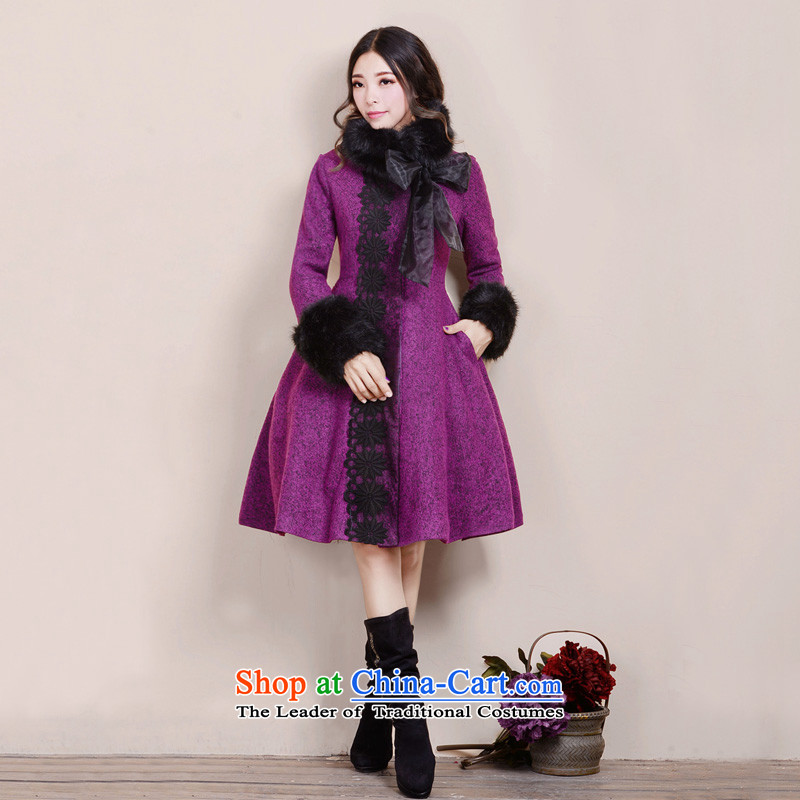Fireworks ironing Choo 2015 for women temperament sweet long jacket, gross 歆? purple XL