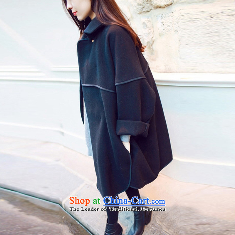 Wool coat is XZOO female autumn and winter 2015. New Long jacket, black xl,xzoo,,, shopping on the Internet