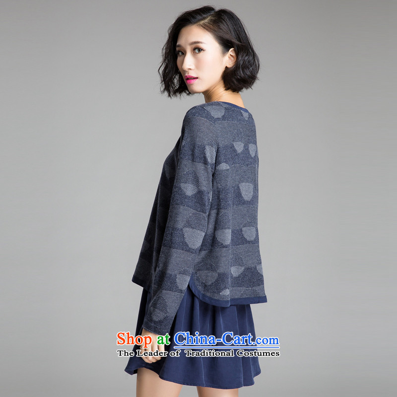 The Eternal-soo to xl women's dresses autumn 2015 new products thick MM sister Korean loose thick, Hin thin, autumn and winter dresses long-sleeved blue skirt 4XL, eternal Soo , , , shopping on the Internet