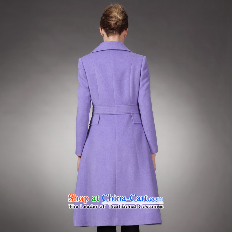 Marguerite Hsichih maxchic 2015 autumn and winter clothing for the simple cloth belt in Sau San long wool coat female 20992? purple S, Princess (maxchic Hsichih shopping on the Internet has been pressed.)