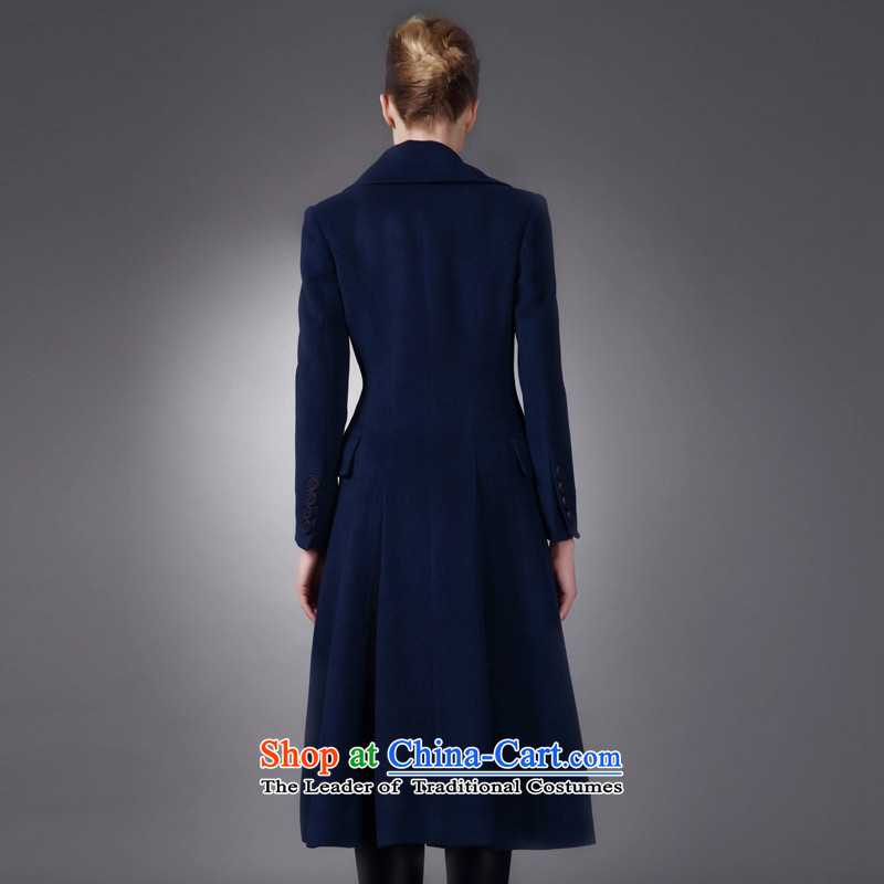 Marguerite Hsichih maxchic 2015 autumn and winter western style, double-large roll collar in Sau San long wool coat Women Ms.? 21082 blue S, Princess (maxchic Hsichih shopping on the Internet has been pressed.)